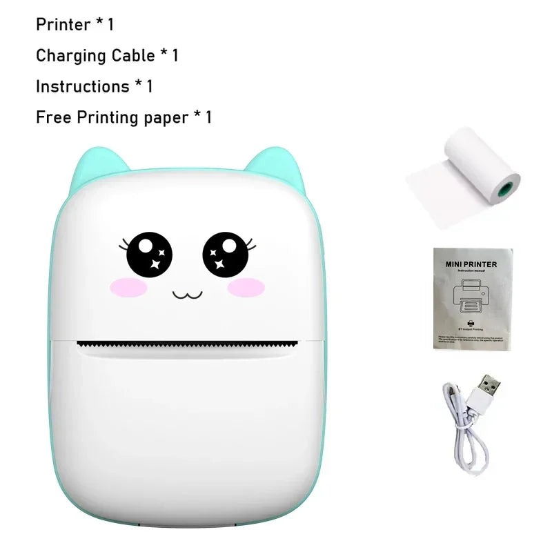 Portable Thermal Printer - Mini Cat Print Photo Pocket Thermal Label Printer