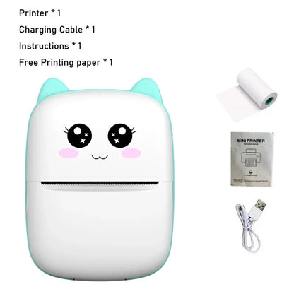 Portable Thermal Printer - Mini Cat Print Photo Pocket Thermal Label Printer