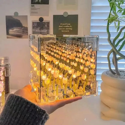 Creative DIY Tulip Flower Sea Cube Three-Dimensional Small Night Lamp