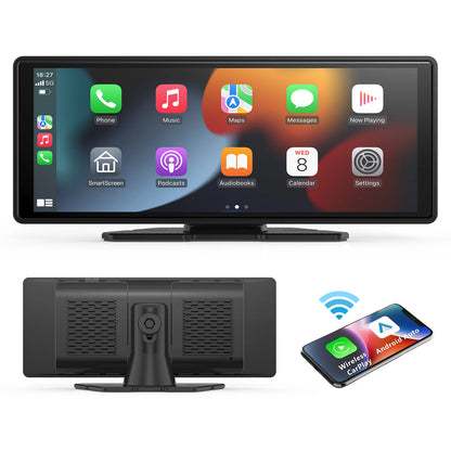 Universal Wireless CarPlay Screen for Car, Wireless Car Stereo with CarPlay & Android Auto, Touchscreen Car Display