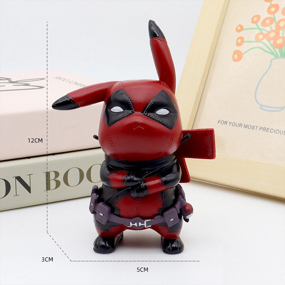12cm Kawaii Pikachu Cosplaying as Deadpool