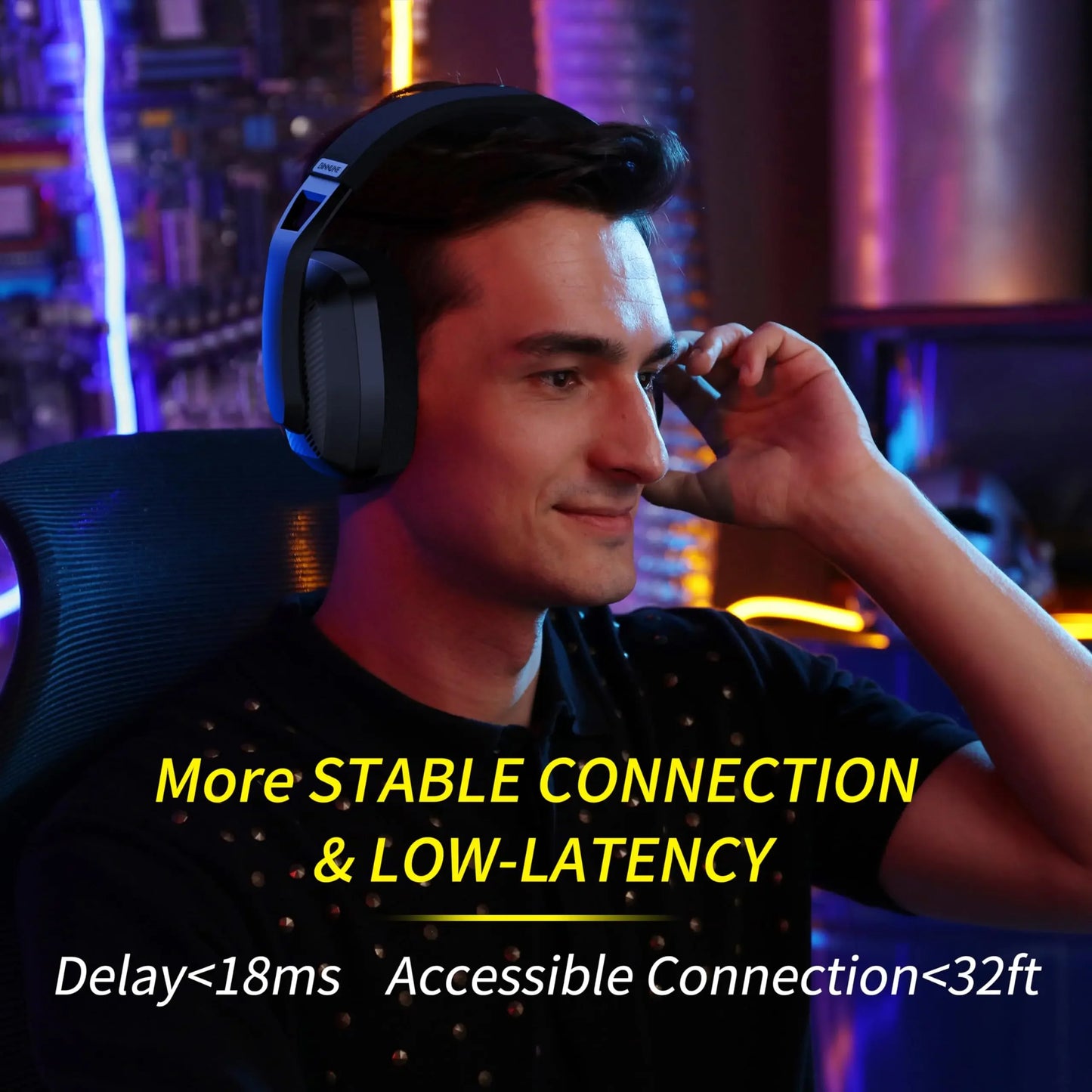 Experience Ultimate Gaming with the BINNUNE 2.4GHz Wireless Headset: Perfect for PS5, PS4, PC, and Mac!