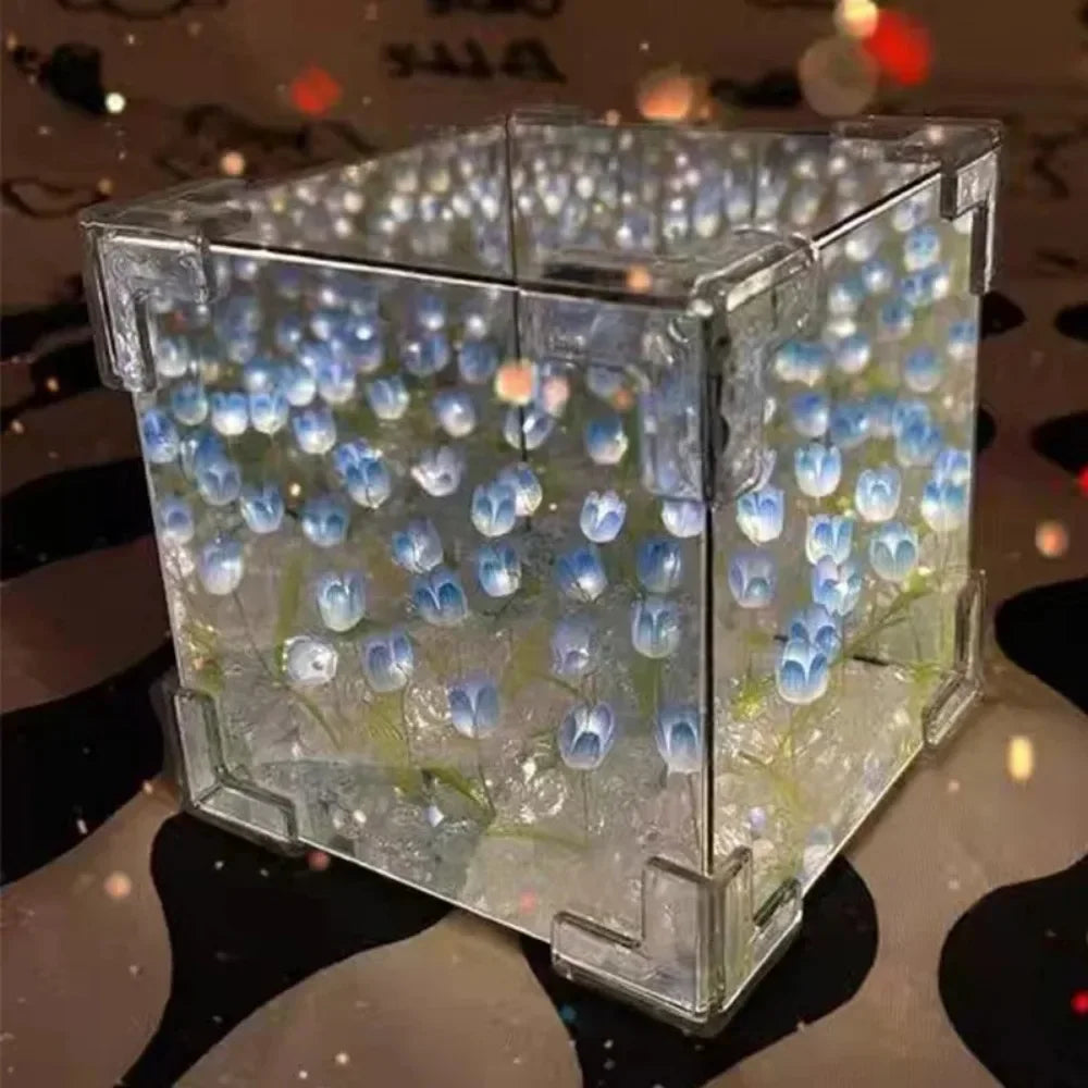 Creative DIY Tulip Flower Sea Cube Three-Dimensional Small Night Lamp