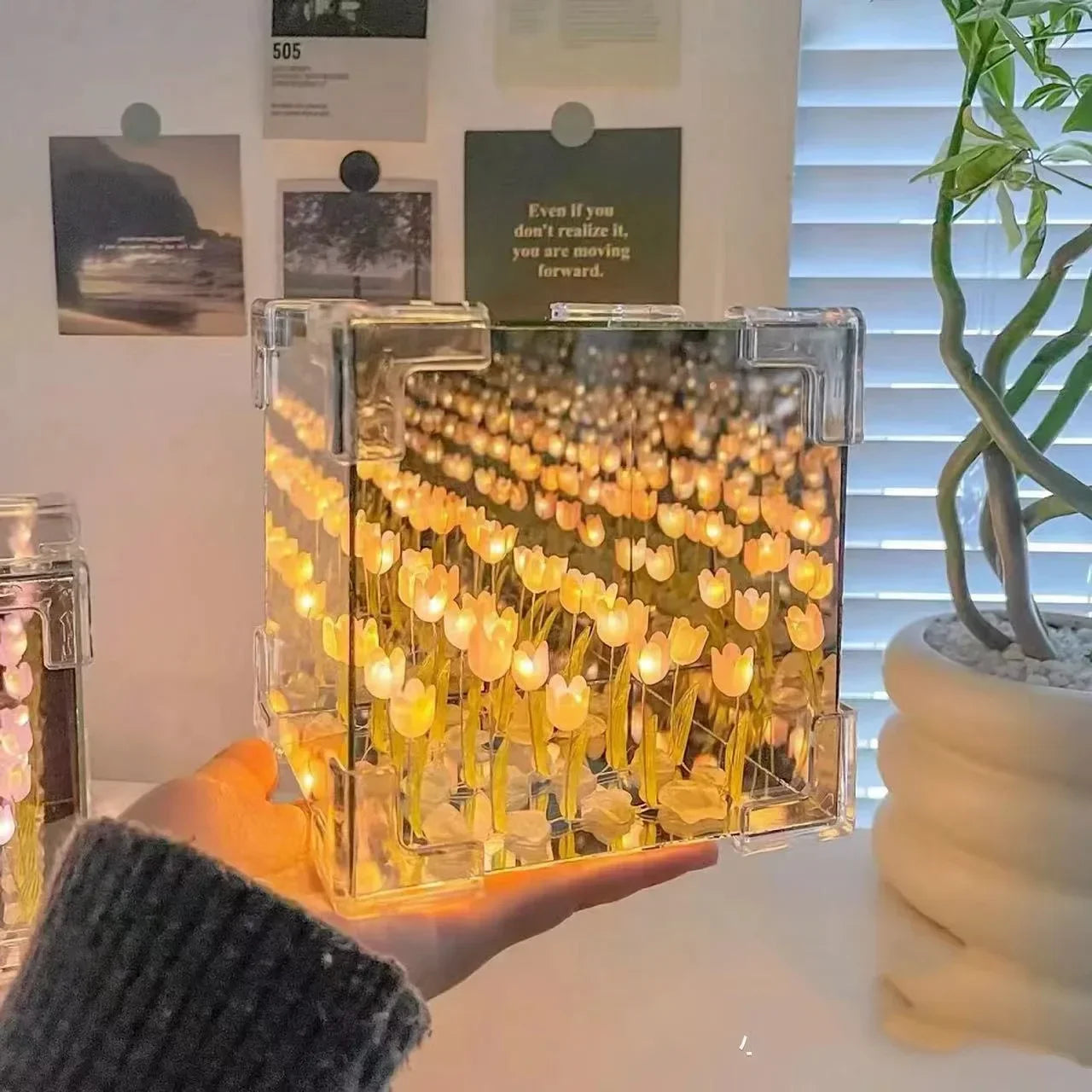Creative DIY Tulip Flower Sea Cube Three-Dimensional Small Night Lamp