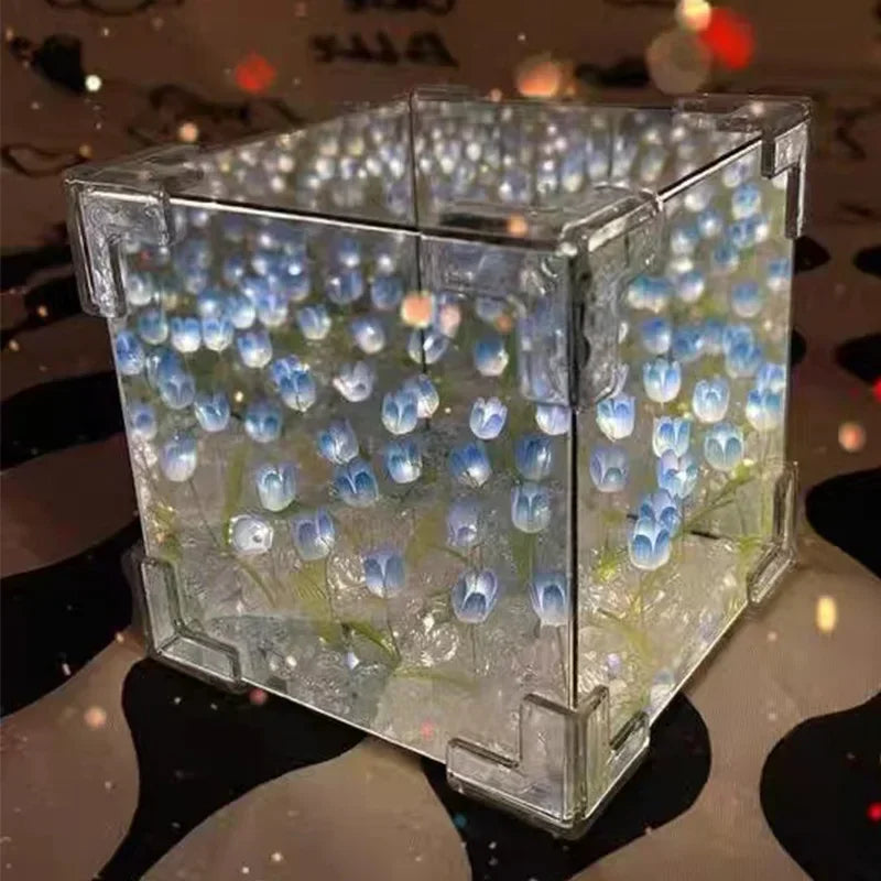 Creative DIY Tulip Flower Sea Cube Three-Dimensional Small Night Lamp