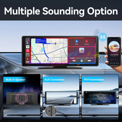 Universal Wireless CarPlay Screen for Car, Wireless Car Stereo with CarPlay & Android Auto, Touchscreen Car Display