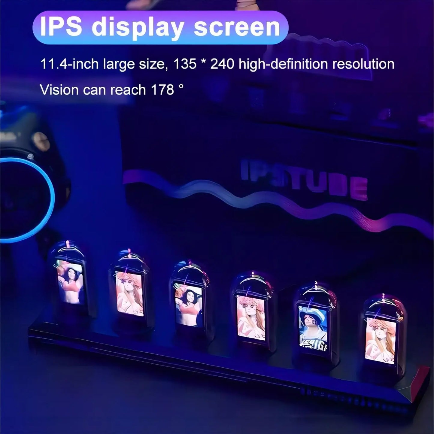 RGB Nixie Tube Clock with IPS Color Screen