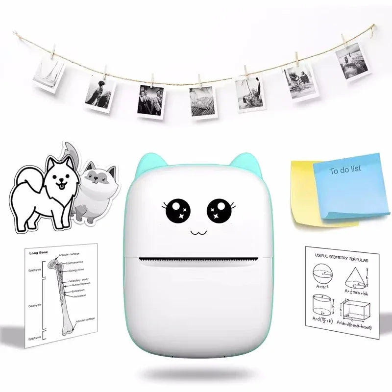 Portable Thermal Printer - Mini Cat Print Photo Pocket Thermal Label Printer