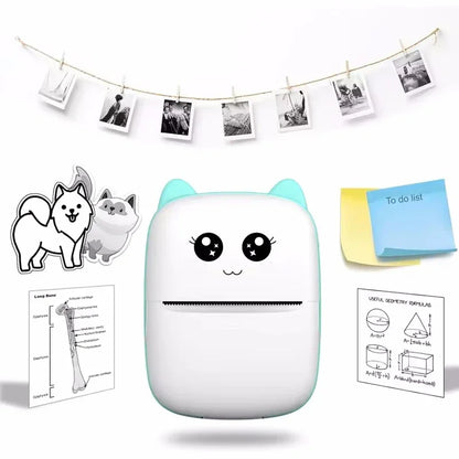 Portable Thermal Printer - Mini Cat Print Photo Pocket Thermal Label Printer